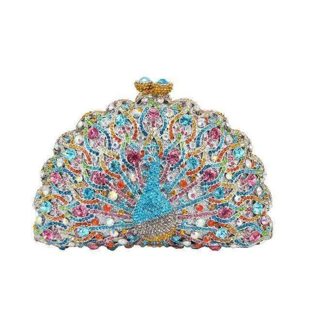 23 Colors, Luxury Crystal Evening Bag Peacock Clutch diamond party bling purse SALE