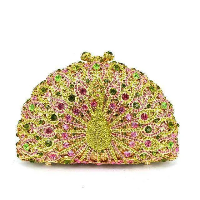 23 Colors, Luxury Crystal Evening Bag Peacock Clutch diamond party bling purse SALE