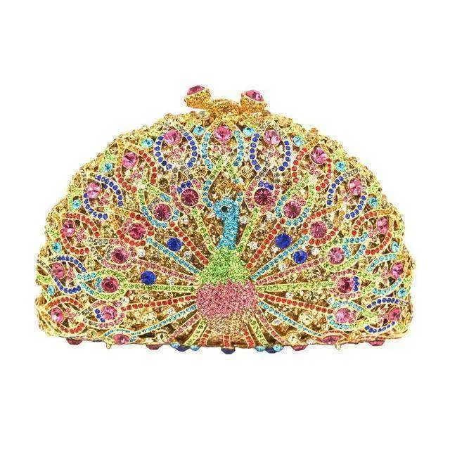 23 Colors, Luxury Crystal Evening Bag Peacock Clutch diamond party bling purse SALE