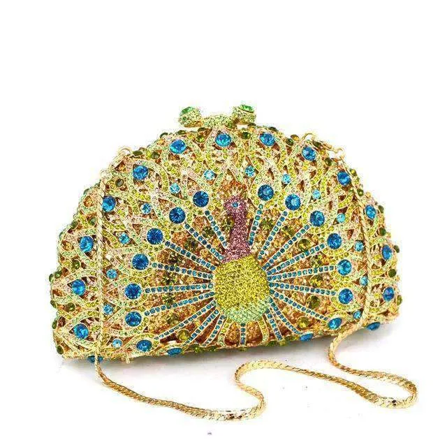 23 Colors, Luxury Crystal Evening Bag Peacock Clutch diamond party bling purse SALE