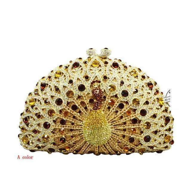 23 Colors, Luxury Crystal Evening Bag Peacock Clutch diamond party bling purse SALE