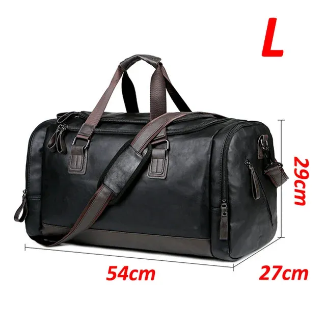 58％ Off | Men's PU Leather Gym Bag Sports Bags Duffel Travel Luggage Tote Handbag for Male Fitness Men Trip Carry ON Shoulder Bags XA109WA