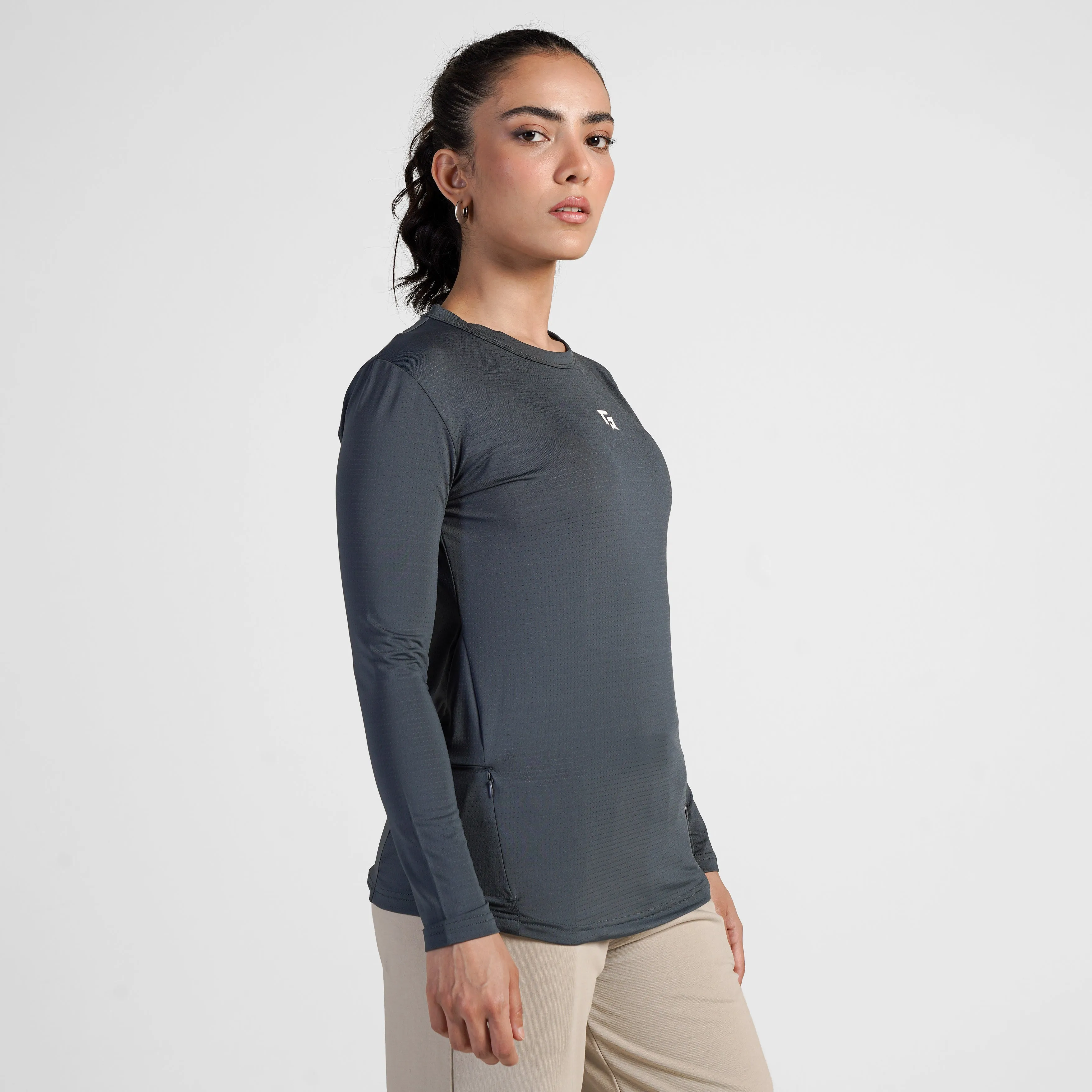 Active Fuse Full Sleeves Tee (Dark Grey)