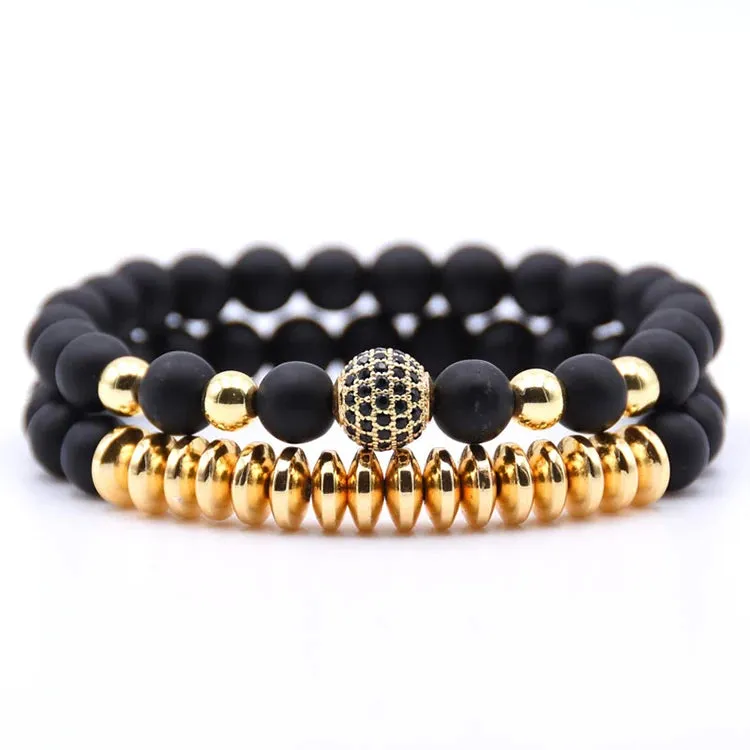 ARWEN&AJH GROUP مجموعة أروين التجارية 2024 /sets beads Natural stone Bracelets for women Micro Pave CZ Ball Charms Bracelet Men jewelry