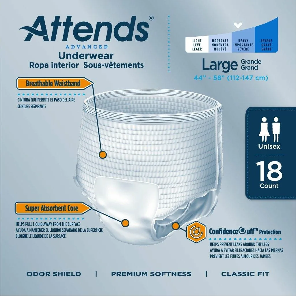 Attends Advanced Disposable Incontinence Underwear Children to Adults