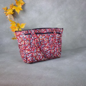 Baby Bag /Diaper bag/Hospital Bag Maroon Colour with Blue Leaf Design.