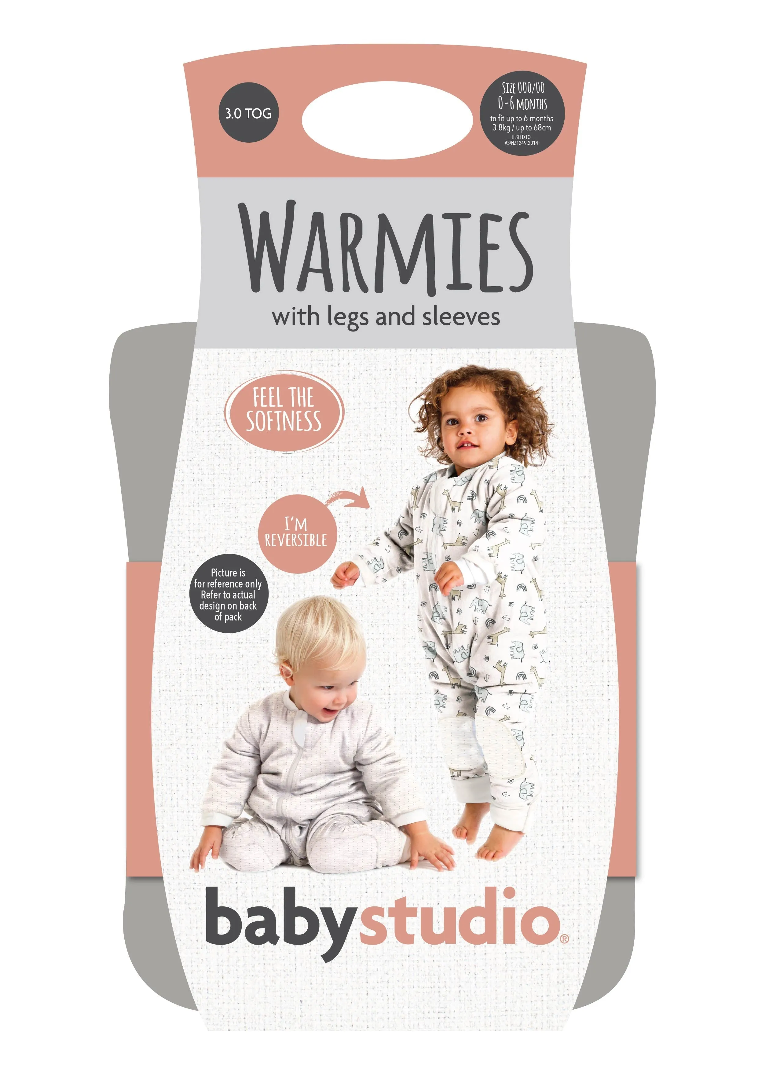 babystudio warmies cotton with arms and legs 3.0 tog - Dusty Pink