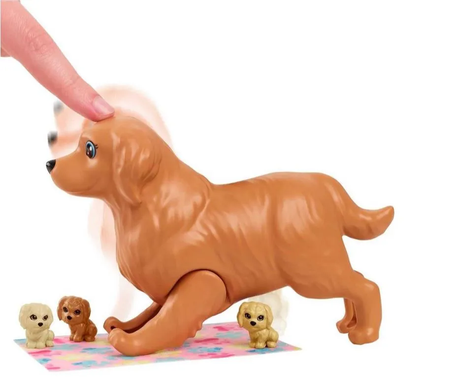 Barbie And Newborn Pups Playset With Blonde Doll