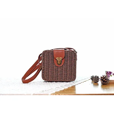 Beach Box Straw Woven Shoulder Bag