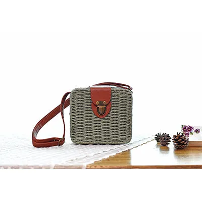 Beach Box Straw Woven Shoulder Bag