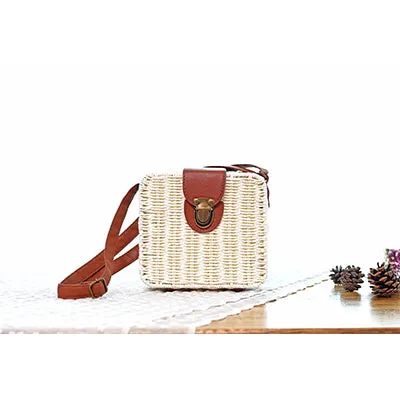 Beach Box Straw Woven Shoulder Bag