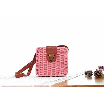 Beach Box Straw Woven Shoulder Bag