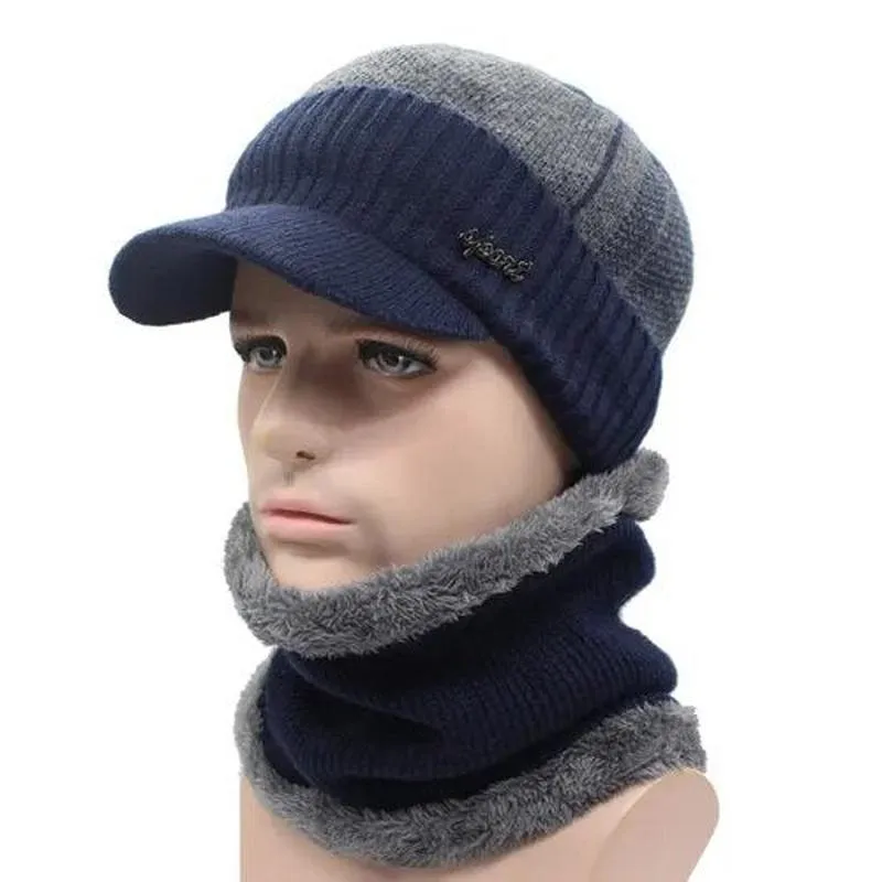 Beanie Brim Dual Color Sports Beanie With Optional Scarf