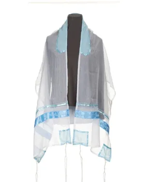 Blue Paisley Tallit for women, Bat Mitzvah Tallit, Sheer Tallit for Girl