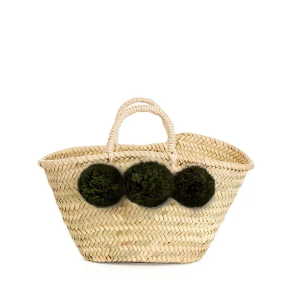 Bohemia Design Mini Pom Pom Basket – Forest Green