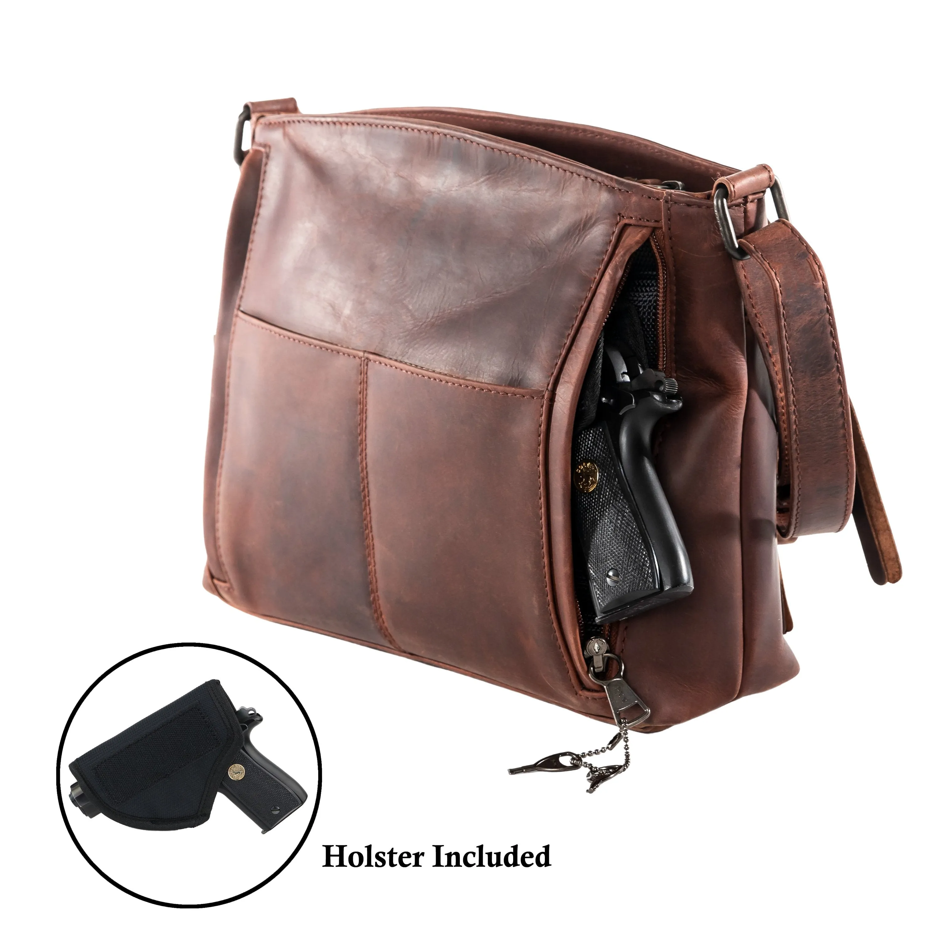 Brynn | Concealed Carry Arched Leather Crossbody or Shoulder Bag