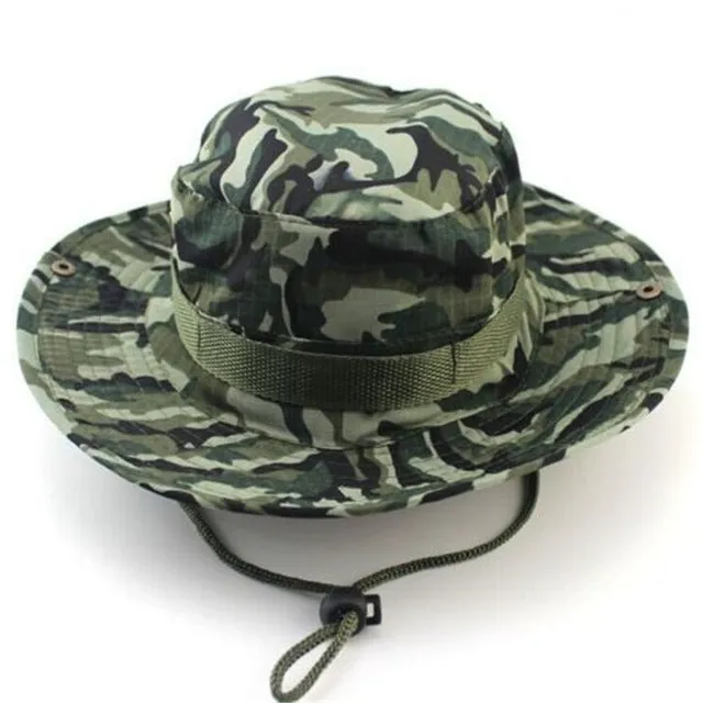 Camouflage Bucket Hats Wide Brim Sun Cap Ripstop Camo Fishing Hunting Hiking Men Safari Summer Jungle with String Boonie Hat