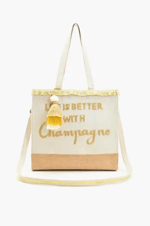 Champagne Forever Tote-Hand Beaded Jute Tote For Women