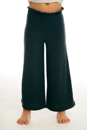 CHASER KIDS - Girls Cozy Knit Paperbag Waist Wide Leg Pant in Black