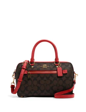 Coach Women's Brown & Red Rowan Satchel In Signature Canvas