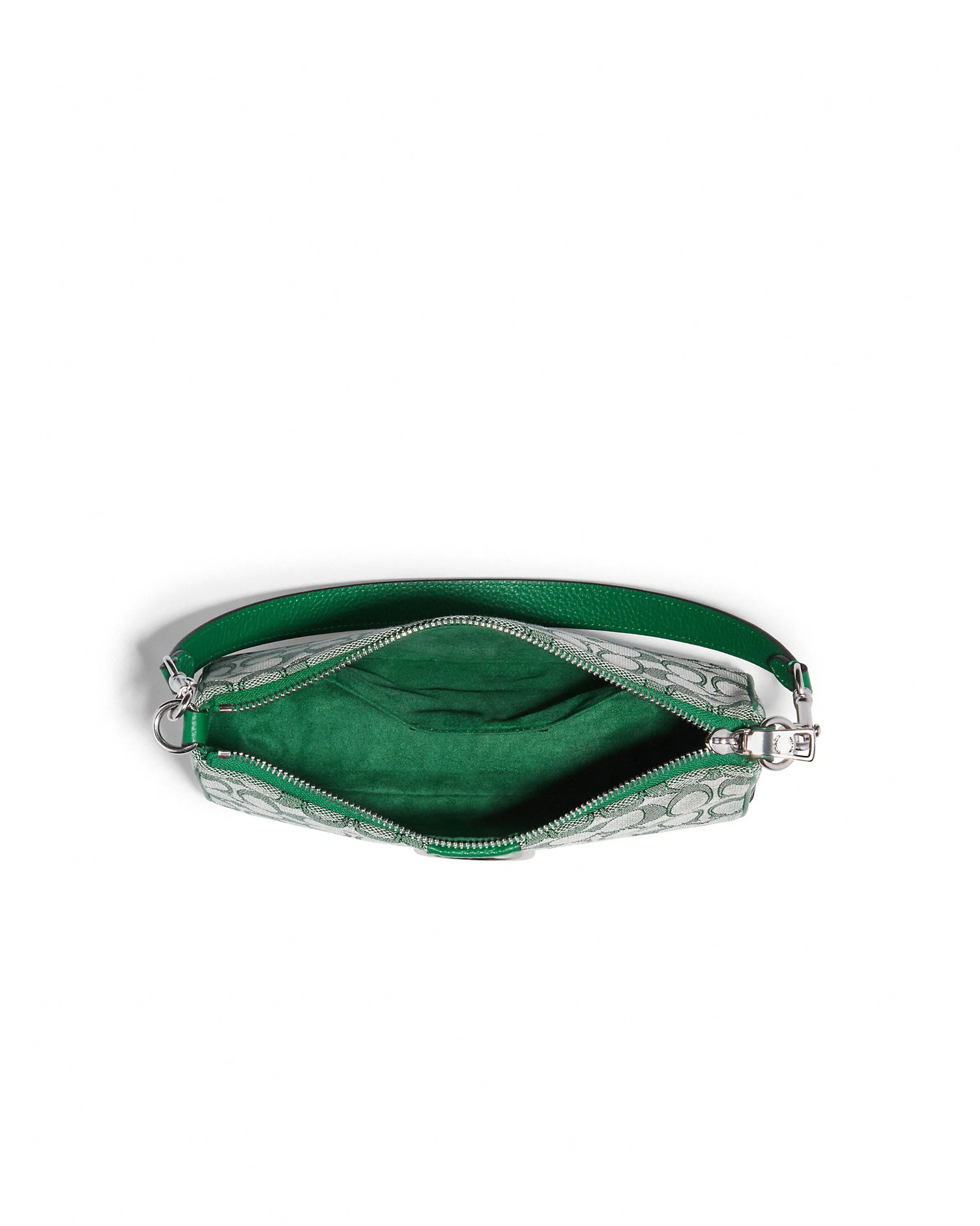 Coach Women's Green Lonnie Baguette In Signature Jacquard