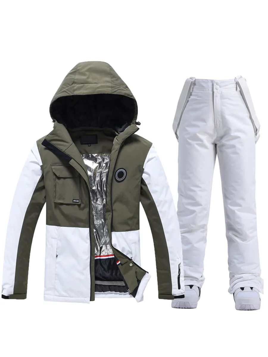 Colorblock Men Ski Jacket & Bib Pants