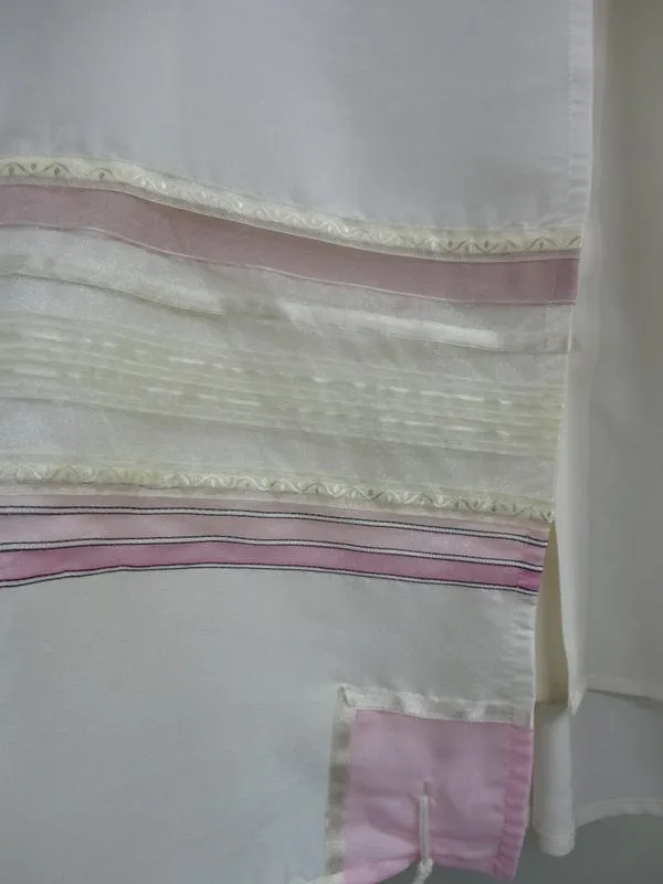 Cream & Pink Tallit For Women, Bat Mitzvah Tallit, Tallit for Girl, Feminine Tallit, Women's Tallit Prayer Shawl