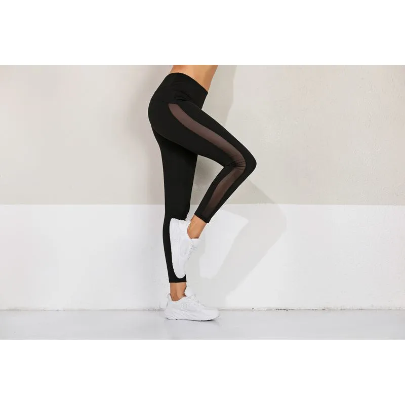 Cropped Mesh Elasticity Patchwork Fitness Yoga Sports Sports Leggings