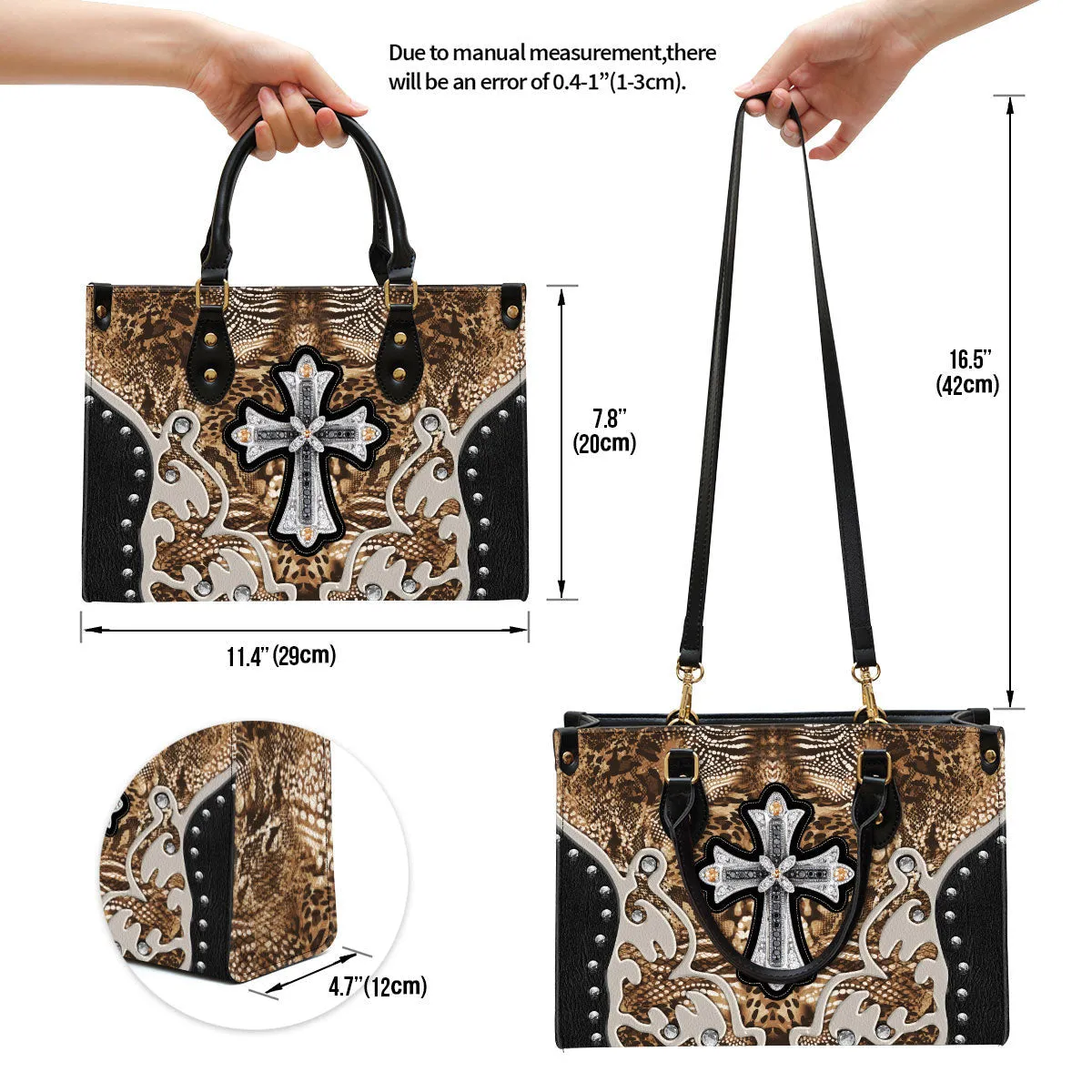 Cross Leather Handbag 1 - Religious Gifts For Women - Women Pu Leather Bag