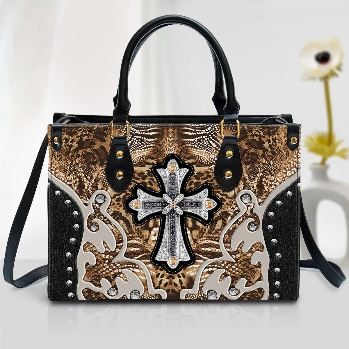 Cross Leather Handbag 1 - Religious Gifts For Women - Women Pu Leather Bag