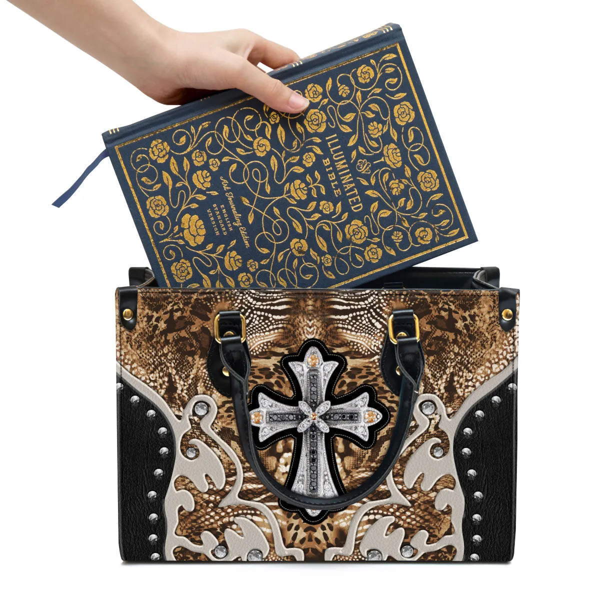 Cross Leather Handbag 1 - Religious Gifts For Women - Women Pu Leather Bag