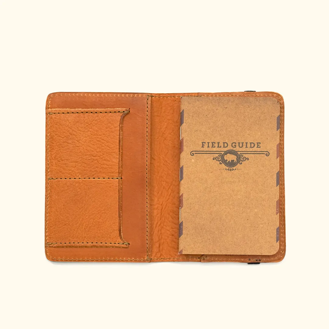 Dakota Leather Field Notes Cover & Passport Travel Wallet, Buffalo Emboss | Saddle Tan