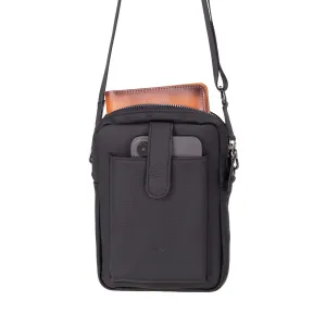 Dillon Crossbody Leather Bag, Pebble Black