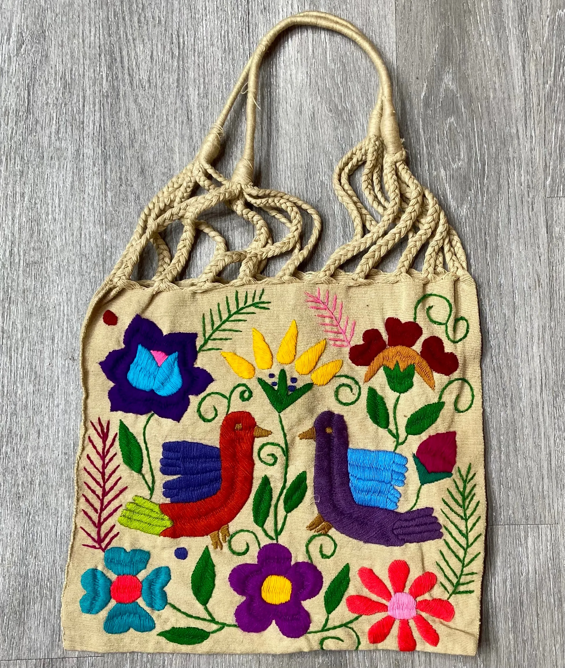 Embroidered Tropical Tote Bags