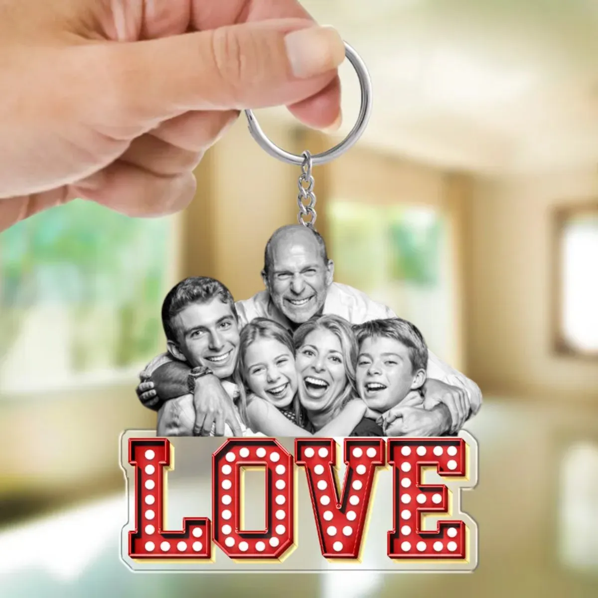 Family - Custom Photo Love Family Couples - Personalized Acrylic Car Hanger (HJ)