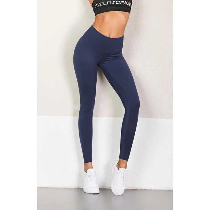 Fitness Sports Multi-Color Yoga Elasticity Polyester-Cotton Blend Cropped Sports Leggings