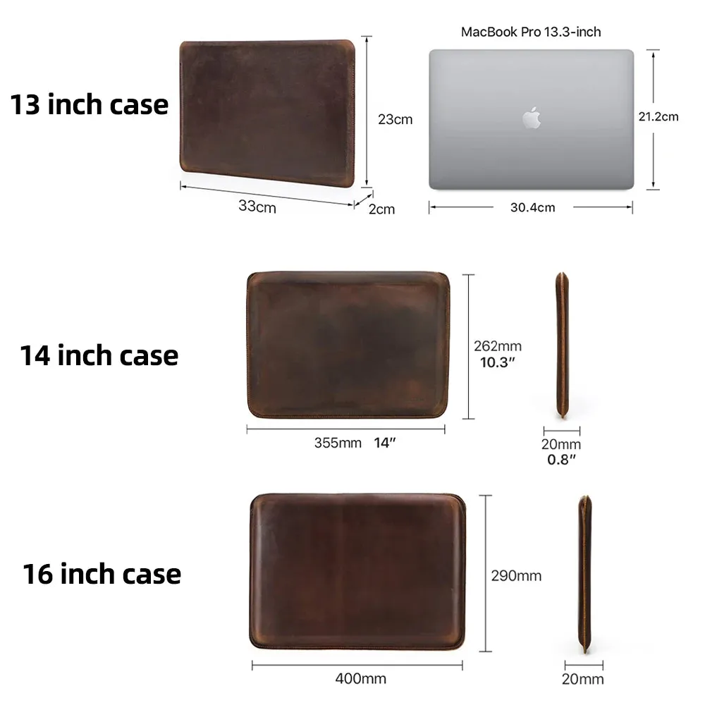 Genuine Leather Laptop Sleeve Case For Macbook Pro Air 13 14 16 M3 M2 M21 Cover HP DELL XPS 13 Computer Bag Men