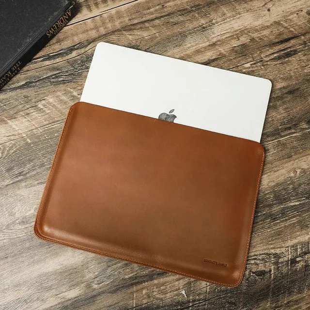 Genuine Leather Laptop Sleeve Case For Macbook Pro Air 13 14 16 M3 M2 M21 Cover HP DELL XPS 13 Computer Bag Men