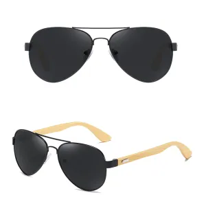 GM Wood Sunglasses - Pilot Black