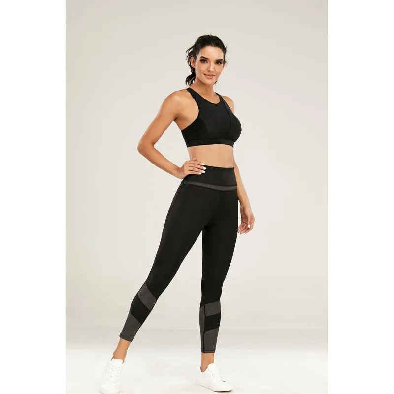 High-Waisted Yoga Professional Tight-Fitting Sports Fitness Running Patchwork Sports Leggings