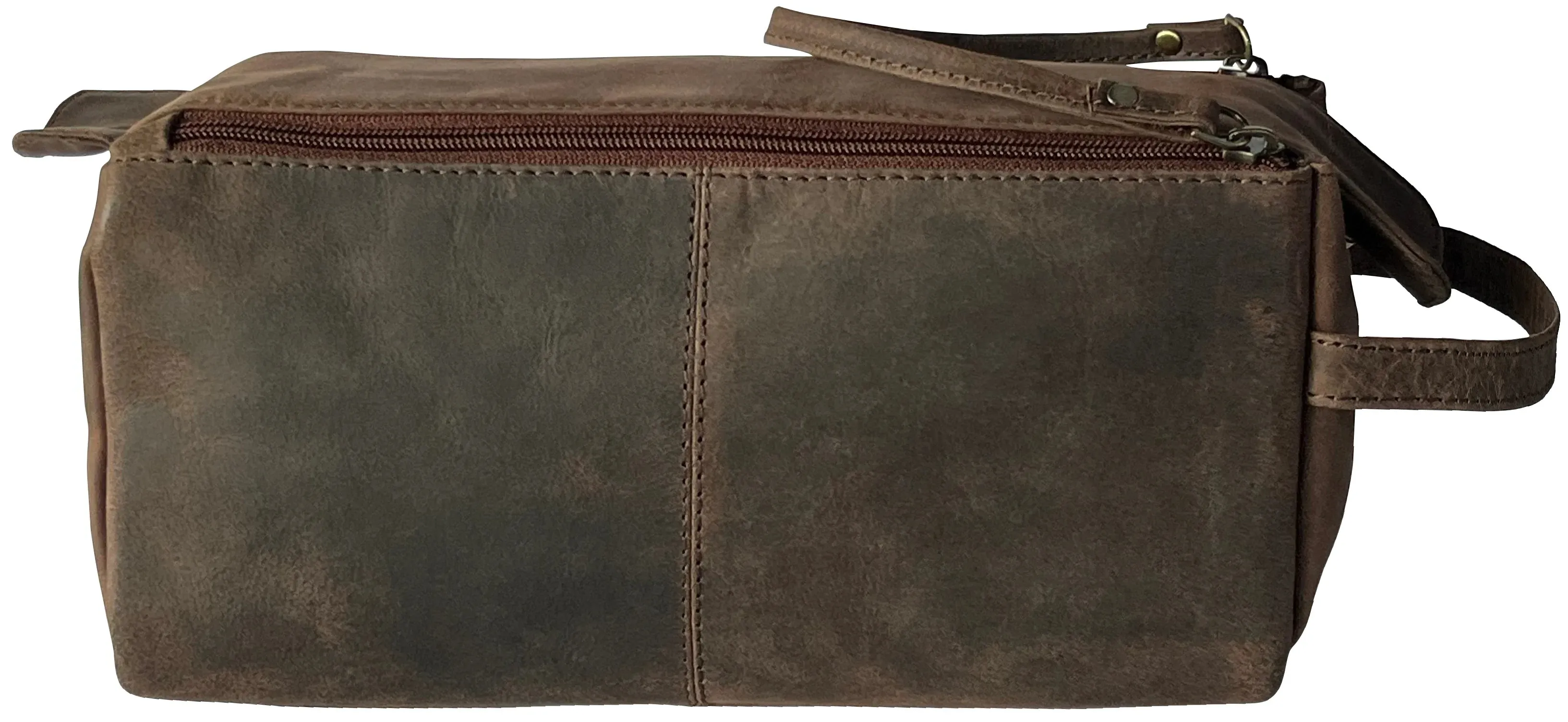 Hugh Leather Travel Shaving Bag (Dark Brown)