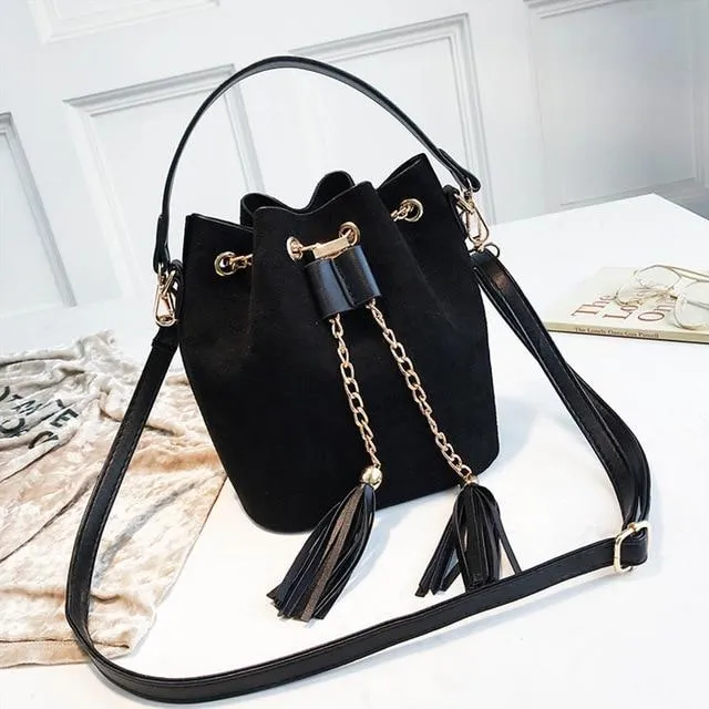 Leather Mini Crossbody Handbags Selena Bucket Bag For Women