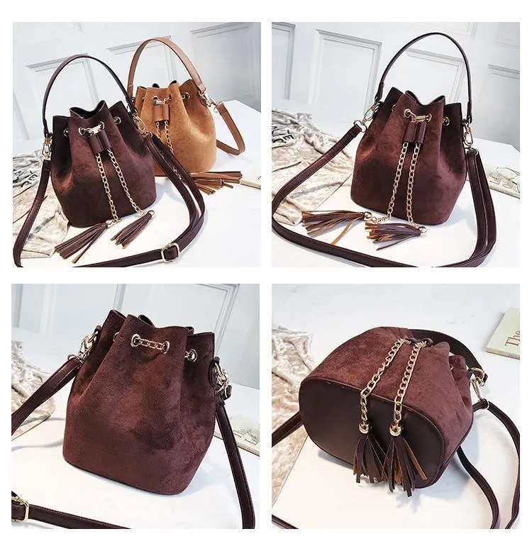 Leather Mini Crossbody Handbags Selena Bucket Bag For Women