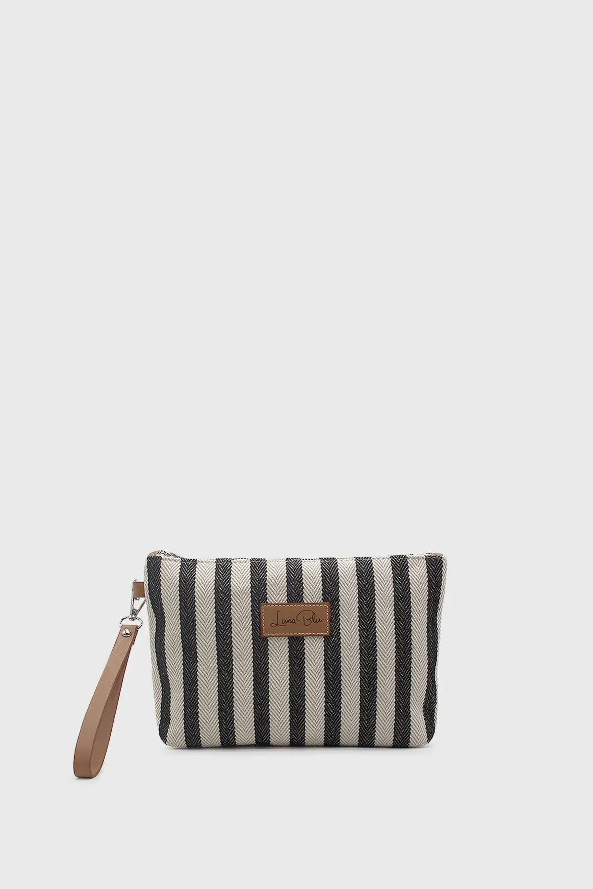 Lunablu Women's Striped Linen Clutch Bag