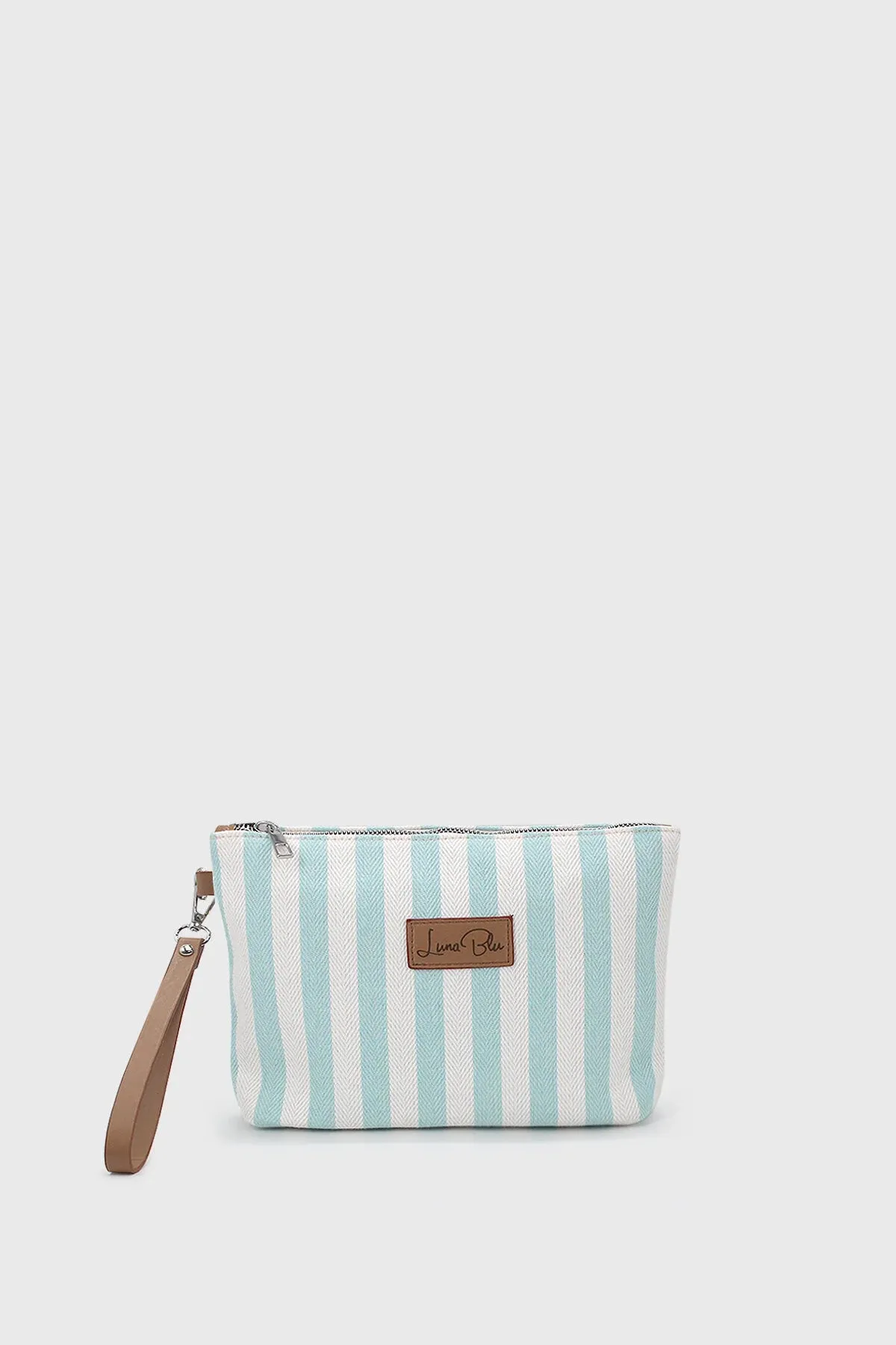 Lunablu Women's Striped Linen Clutch Bag