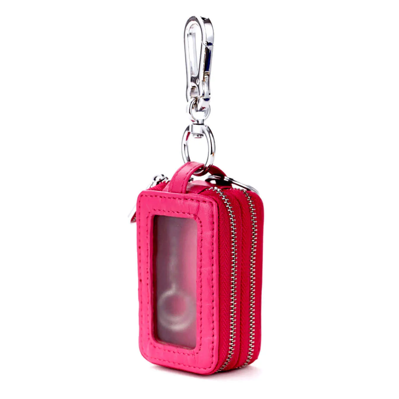 Luxury Leather Car Key Case with Dual Zipper