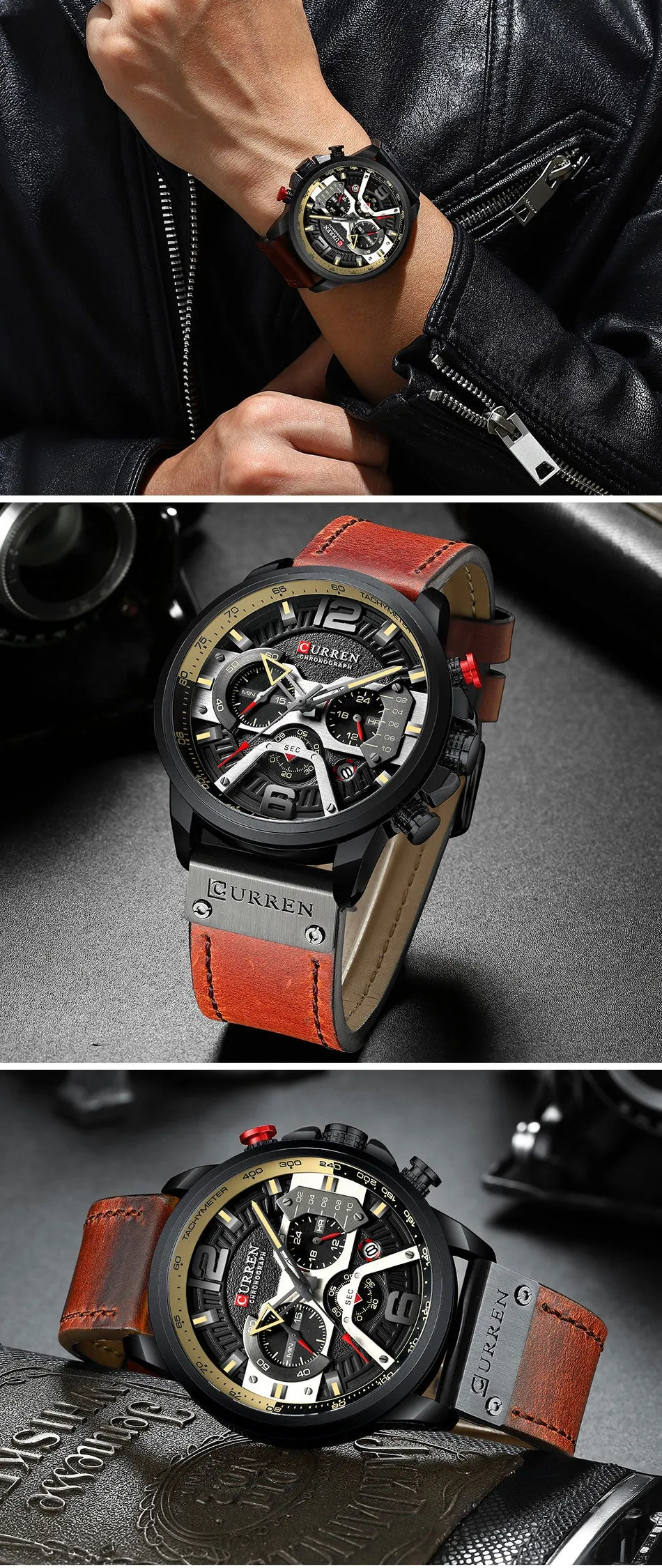 Men Analog Leather Sports Watch