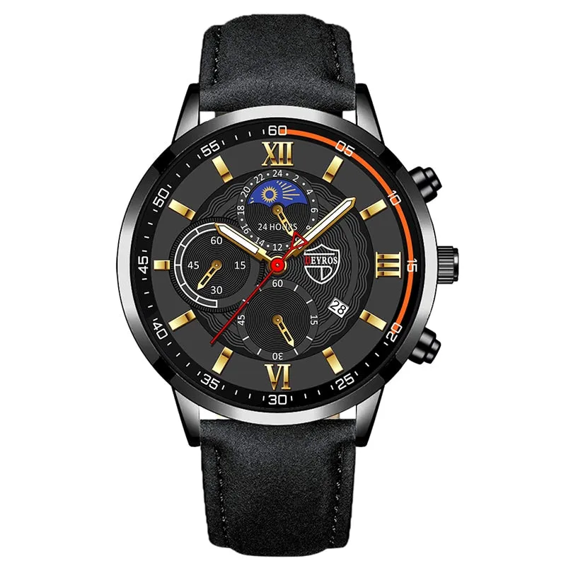 Men Sports Watch Stainless Steel Quartz