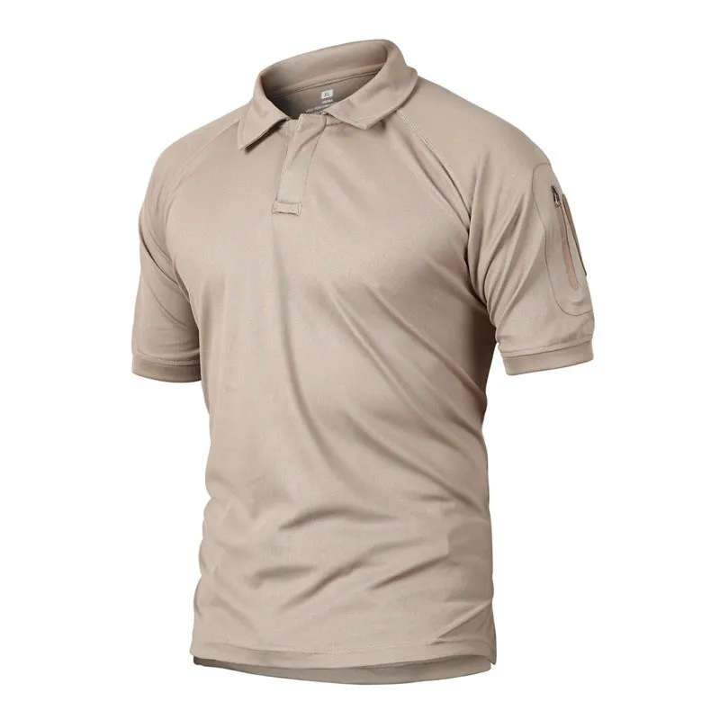 MEN'S TACTICAL CAMOUFLAGE SHORT SLEEVED ELASTIC SLIM FIT QUICK DRYING T-SHIRT OUTDOOR TACTICAL POLO SHIRT