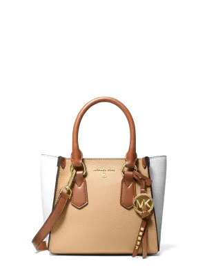 Michael Kors Women's Camel Combo Kris Small Color-Block Pebbled Leather Satchel